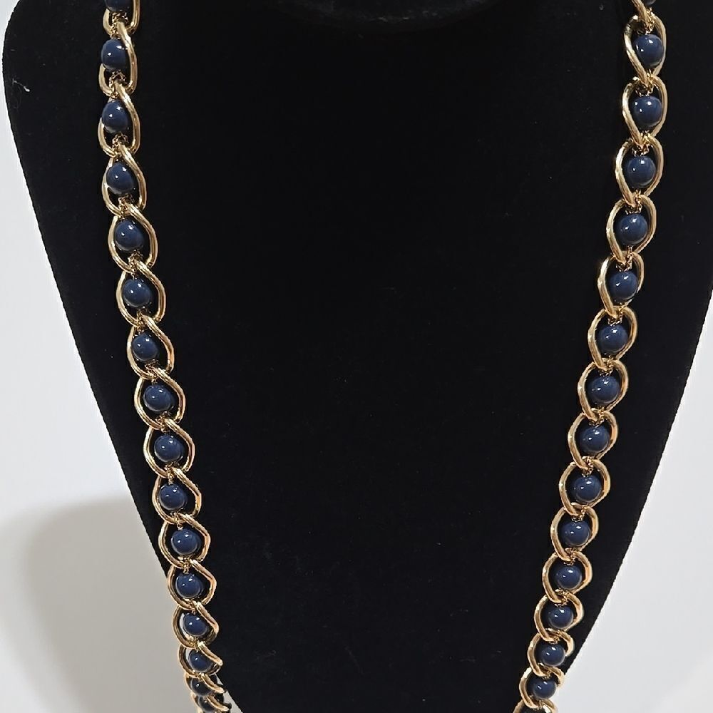 Gold and Blue Chain Necklace